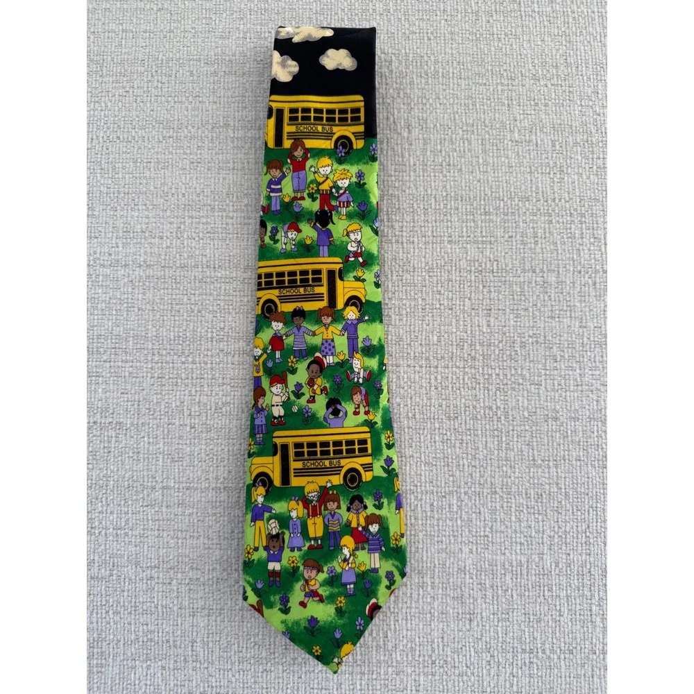 Fratello Hand Made Neck Tie Back to School Bus Driver Teacher Children Novelty